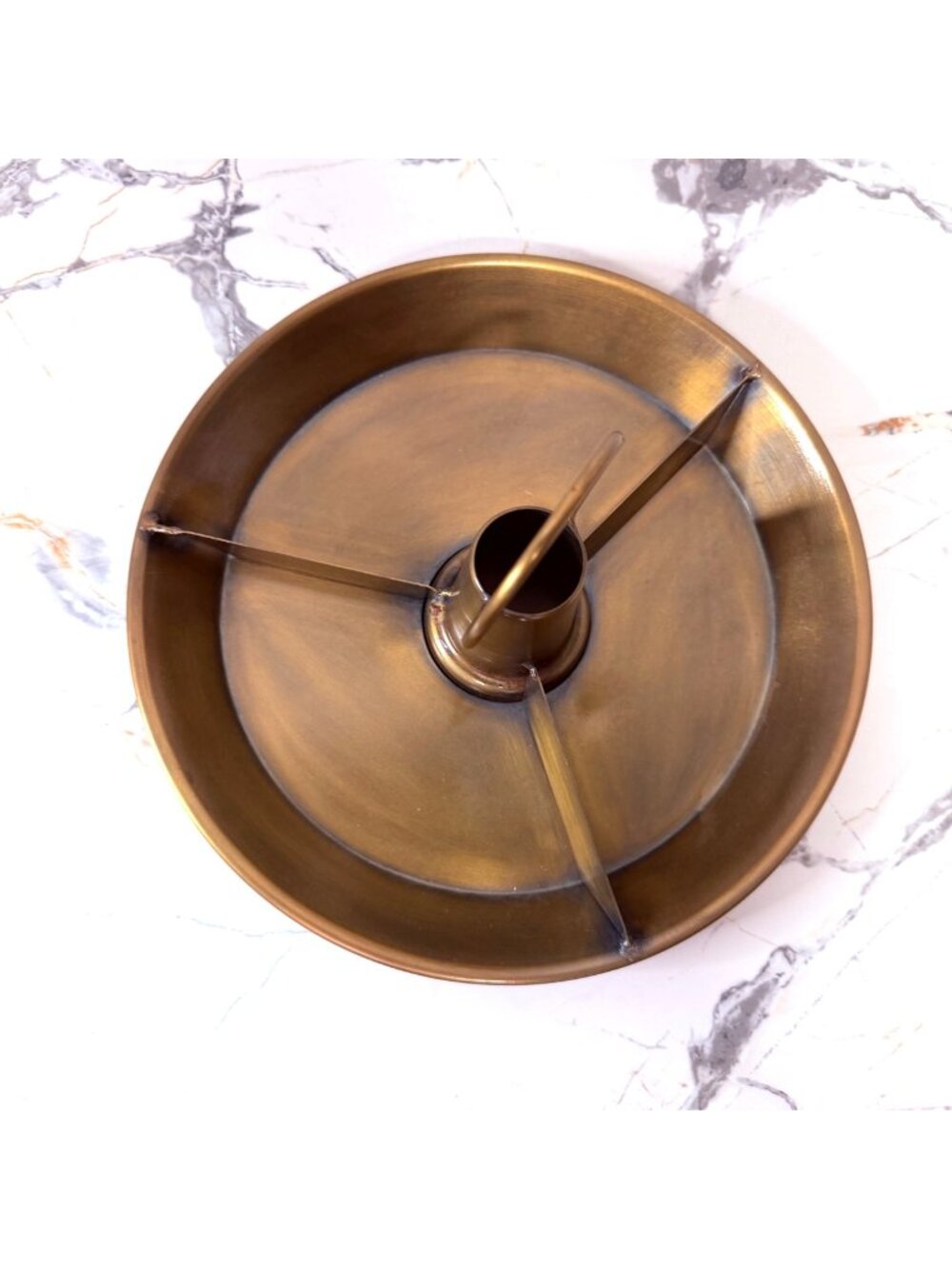 Vintage Brass color 3-Compartment Serving Tray Caddy Catchall with Loop Handle